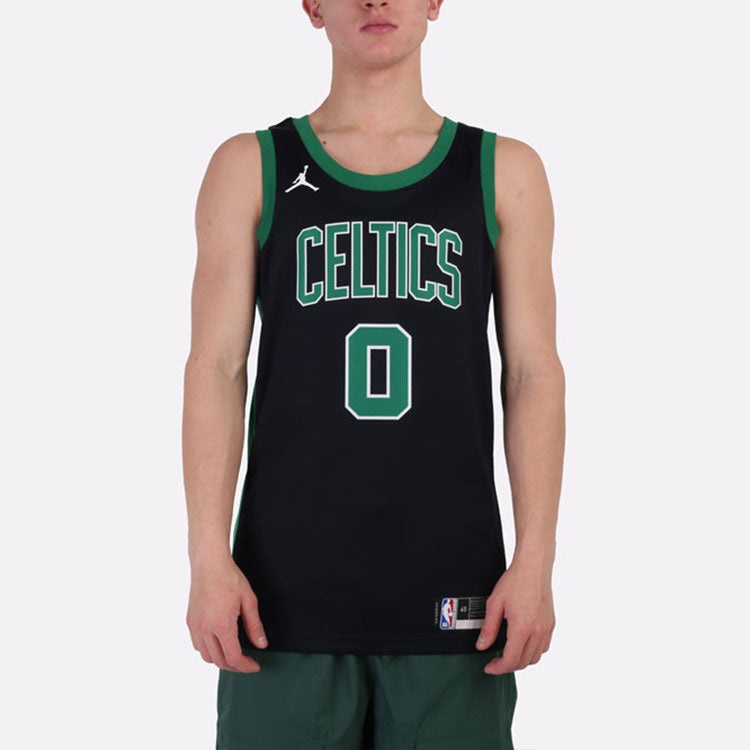Air Jordan NBA Sports Basketball Jersey Vest SW Fan Edition Boston Celtics Tatum No. 0 'Black Green' - 4