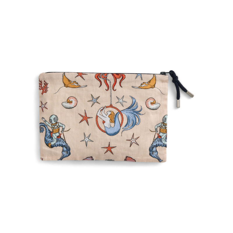 Vilebrequin Zipped Linen Beach Pouch Aqua Circus - Vilebrequin for St. Regis outlook