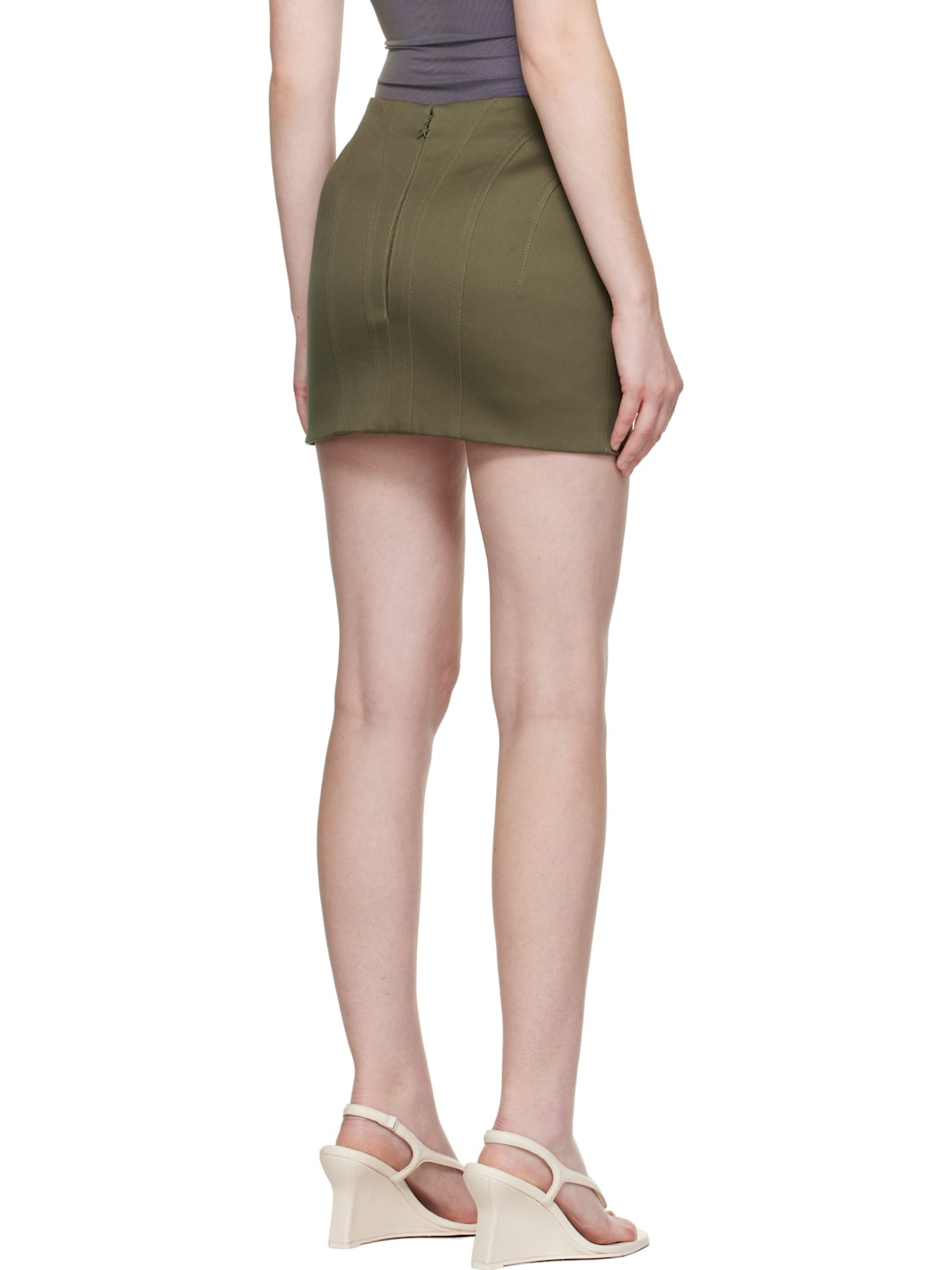 Khaki Tailored Miniskirt - 3