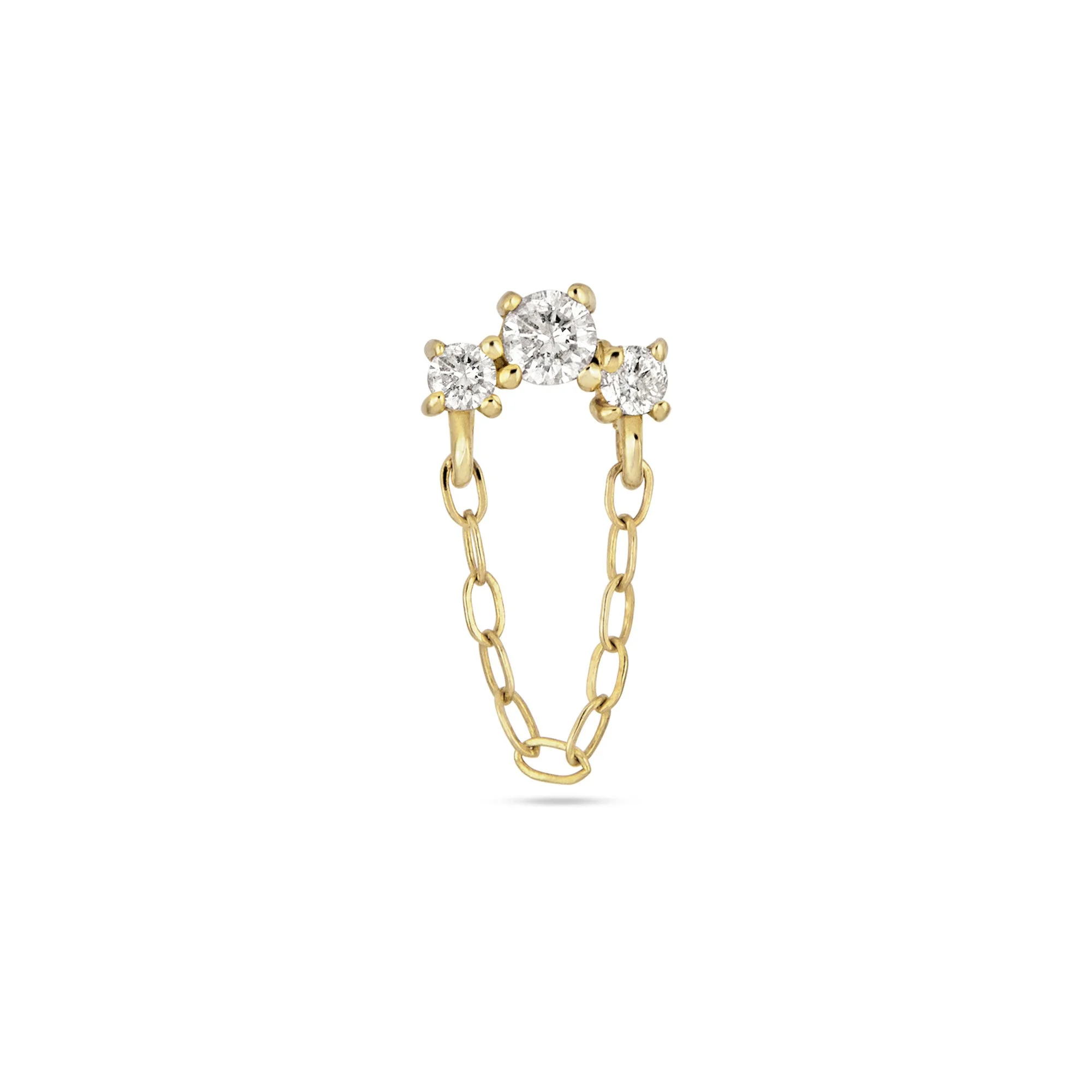 Dainty Diamond Trio Chain Stud - 1