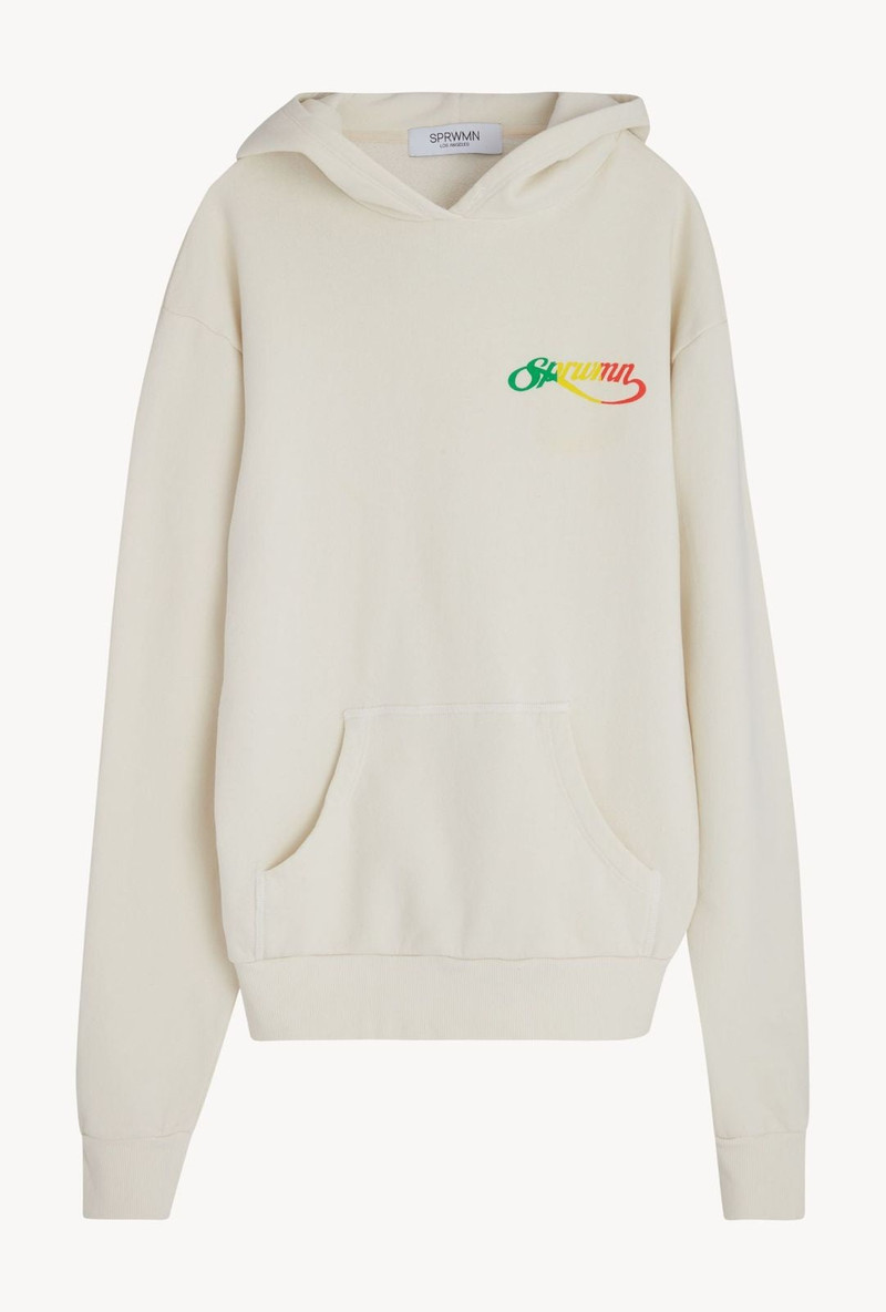 SPRWMN OFF WHITE RASTA SCRIPT COTTON LOGO HOODIE outlook