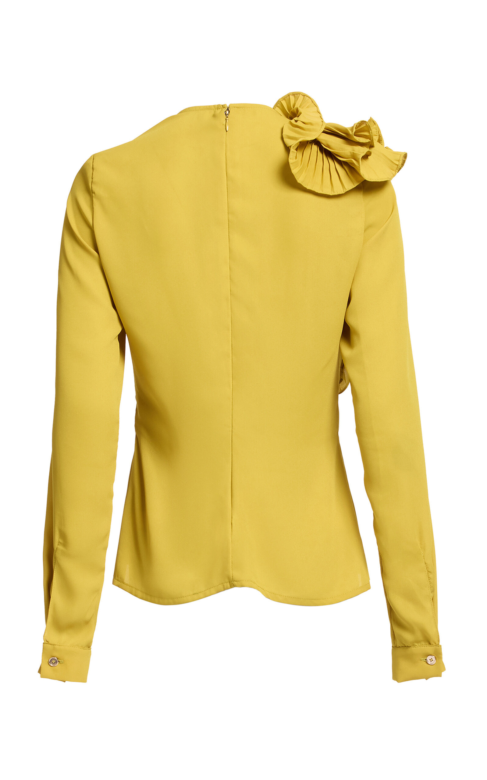 Plunged Plissé Chiffon Top yellow - 3