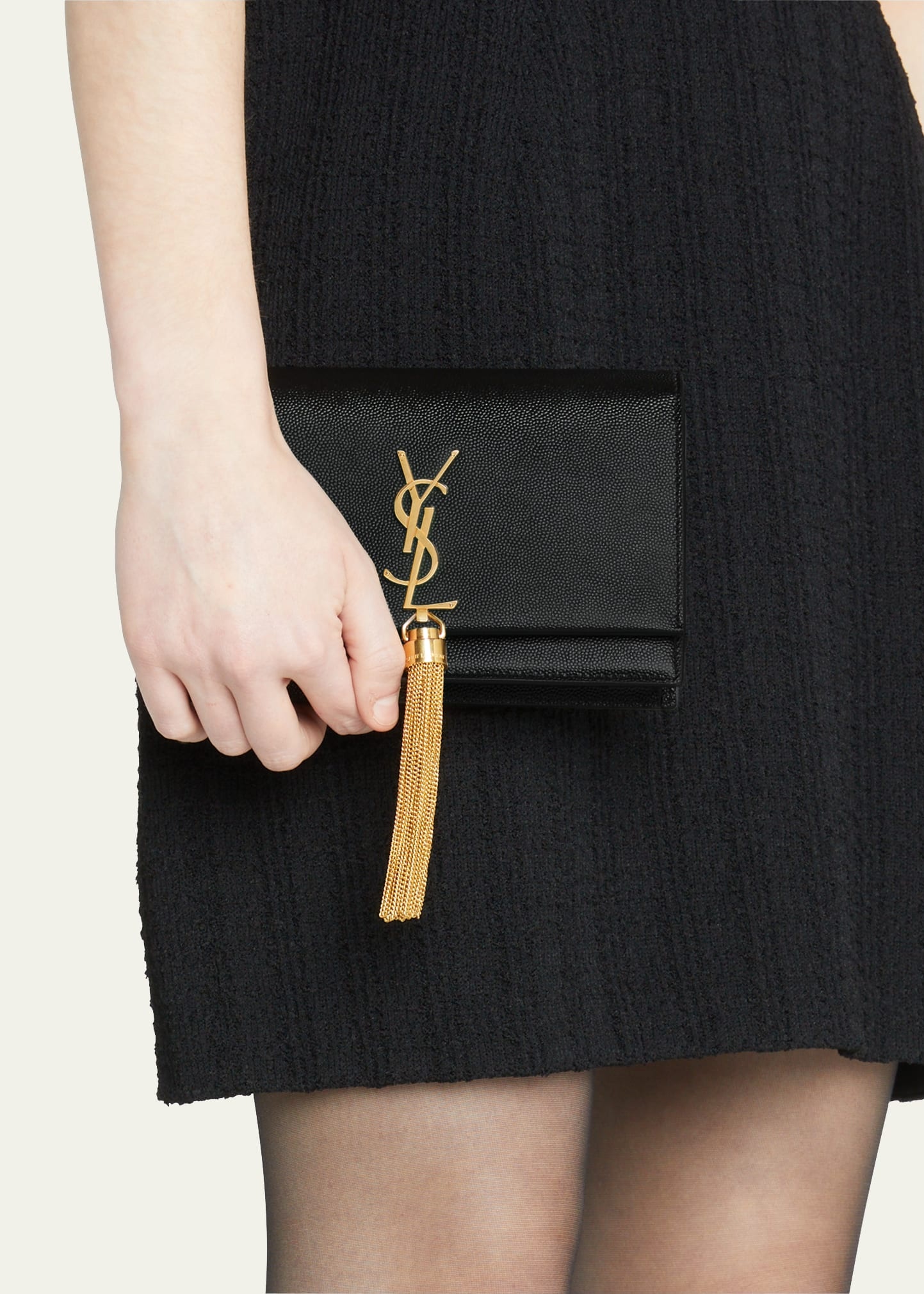 Kate XS YSL Monogram Grain de Poudre Wallet on Chain - 2