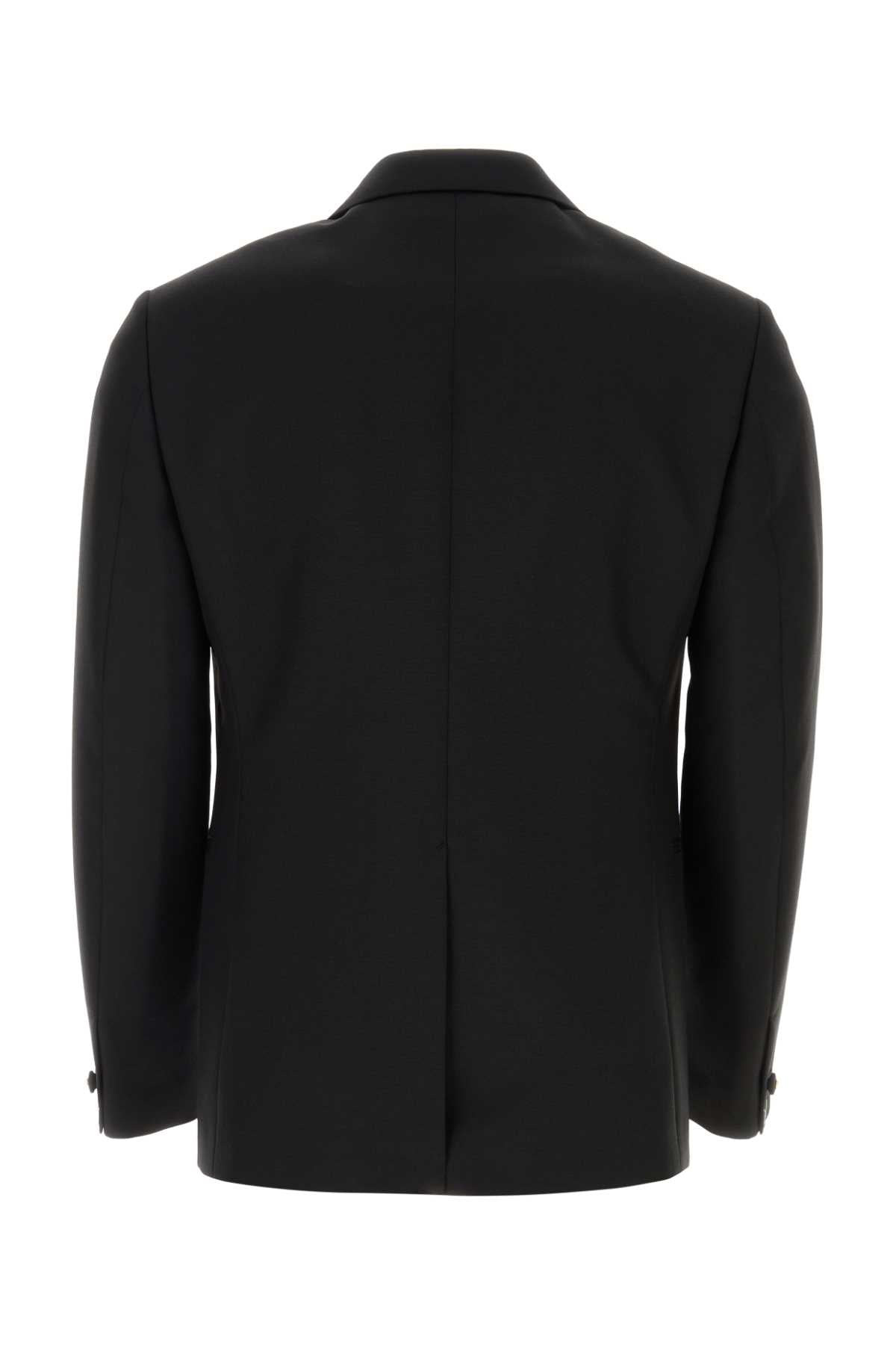 Versace Men Black Wool Blend Blazer - 2