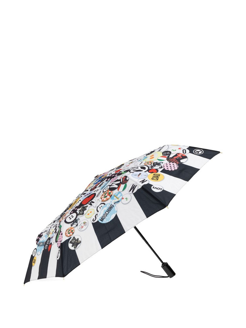 Moschino patterned-border printed umbrella outlook