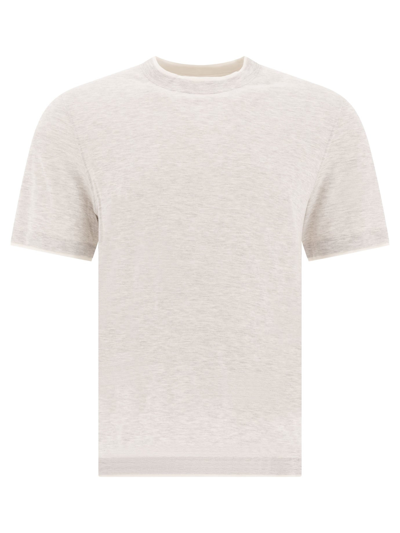 Brunello Cucinelli Crew-neck T-shirt In Linen And Cotton Jersey With Faux Layering - 1