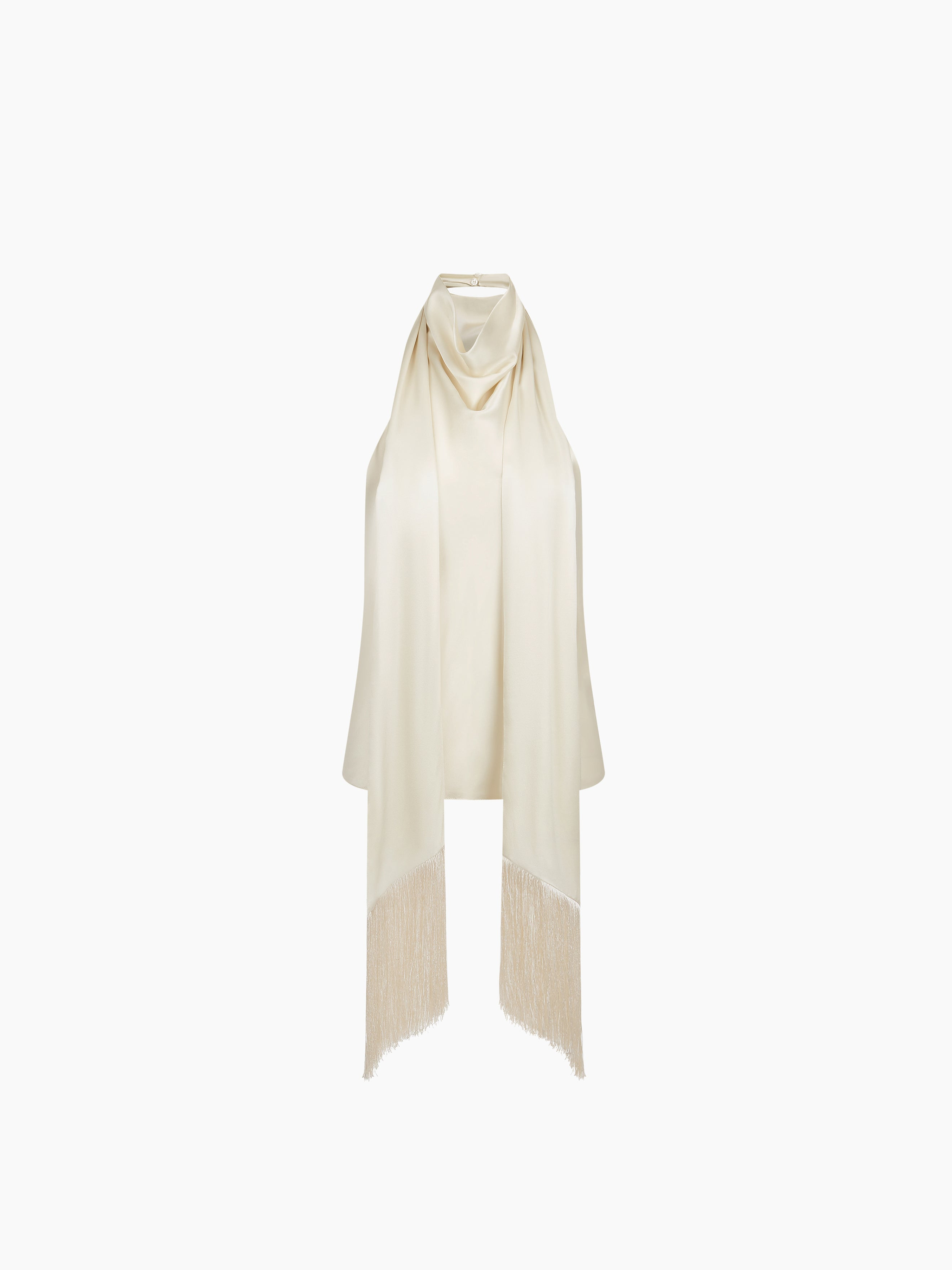 Cream Halterneck Satin Top - 5