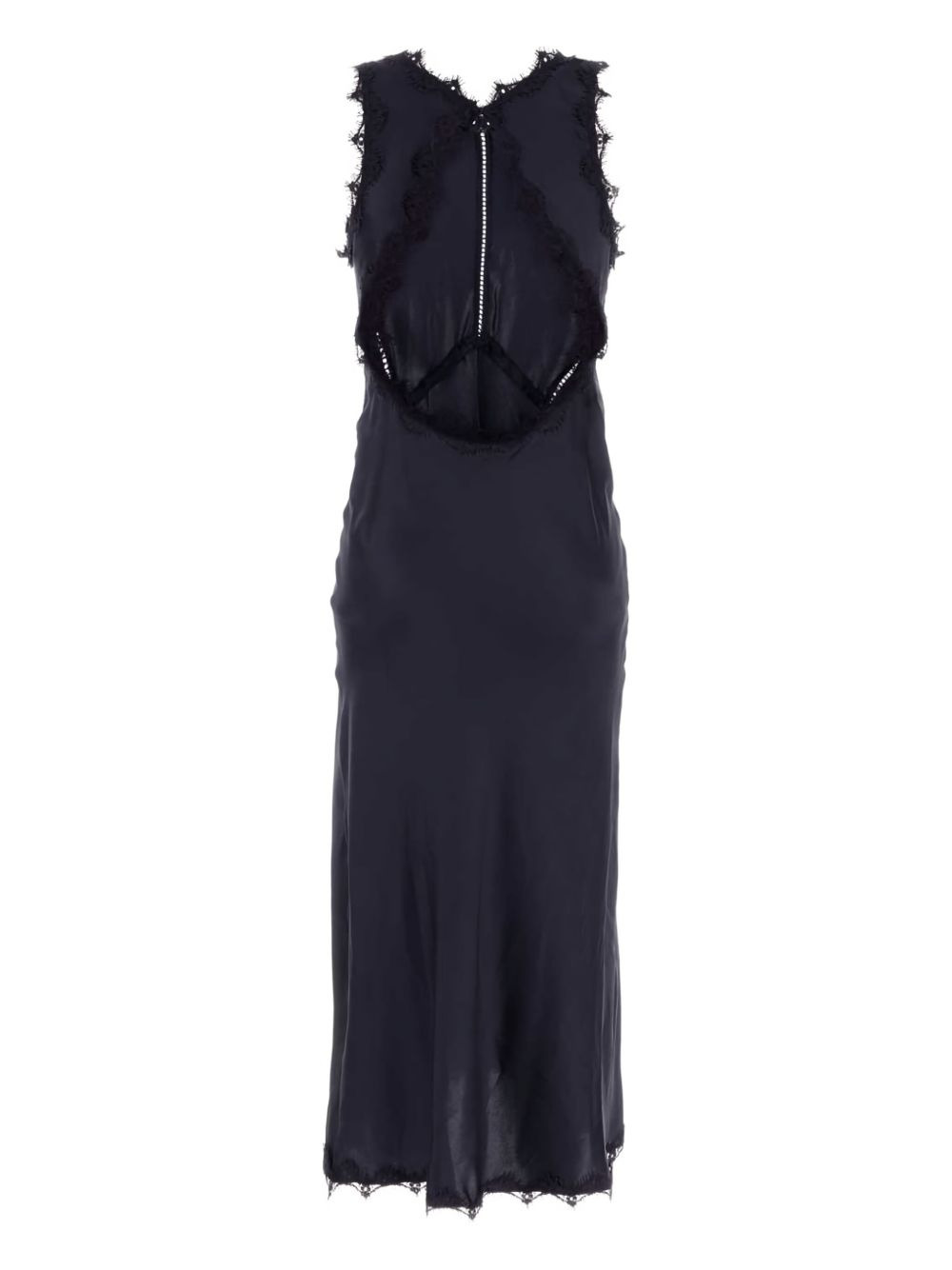 lace-trimmed satin maxi party dress - 2