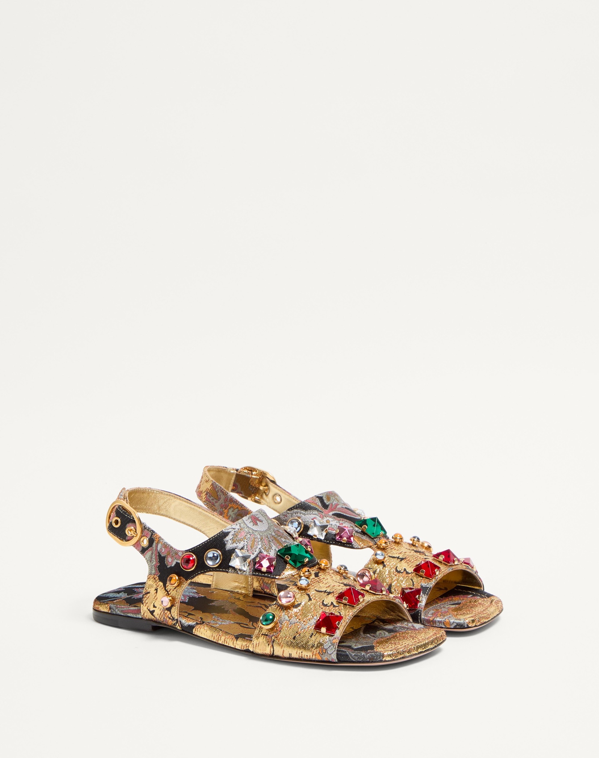 PRESHOES SANDAL IN APRES L'HIVER JACQUARD FABRIC WITH CRYSTALS 05MM - 2