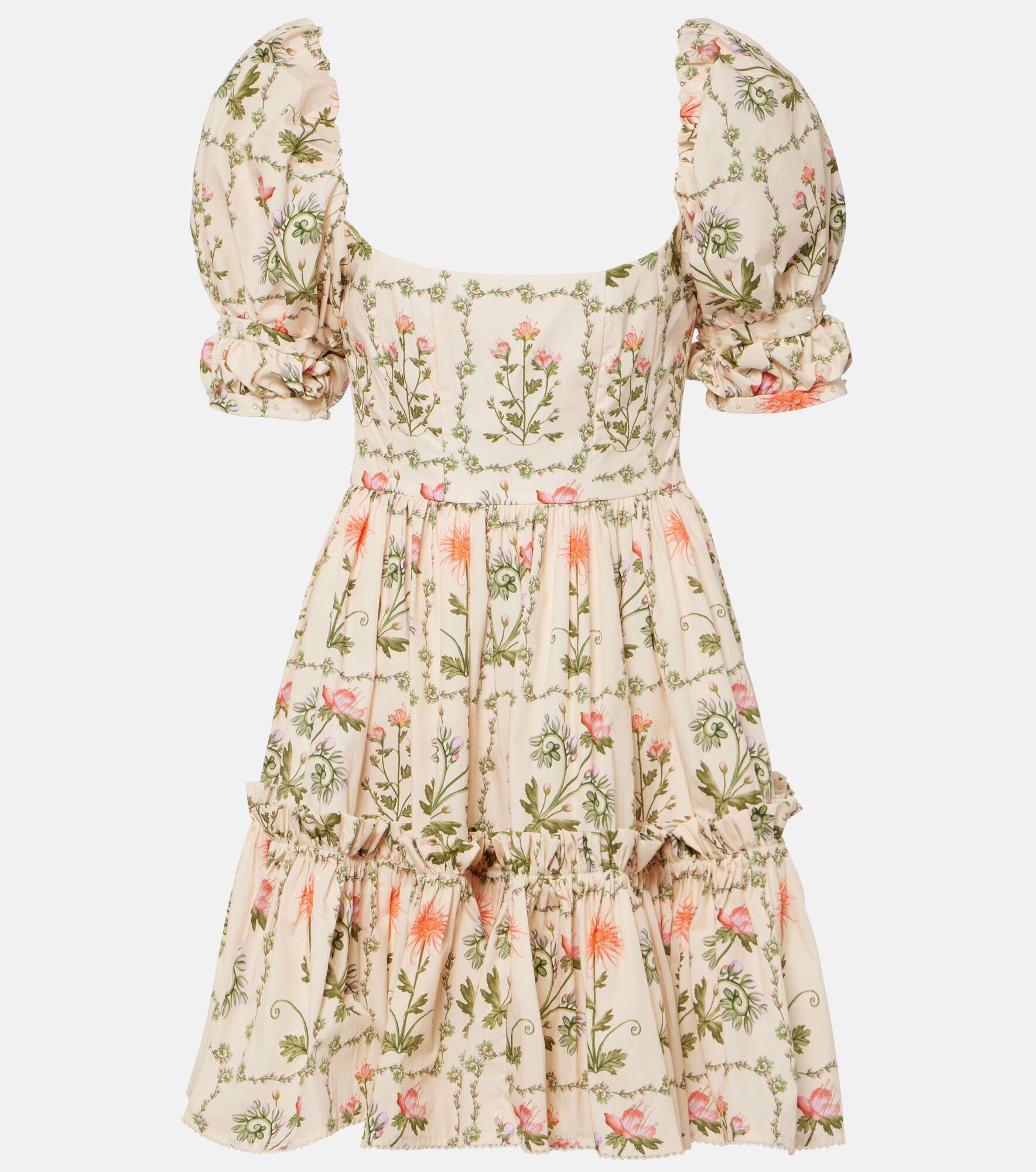 Alaria puff-sleeve cotton minidress - 1