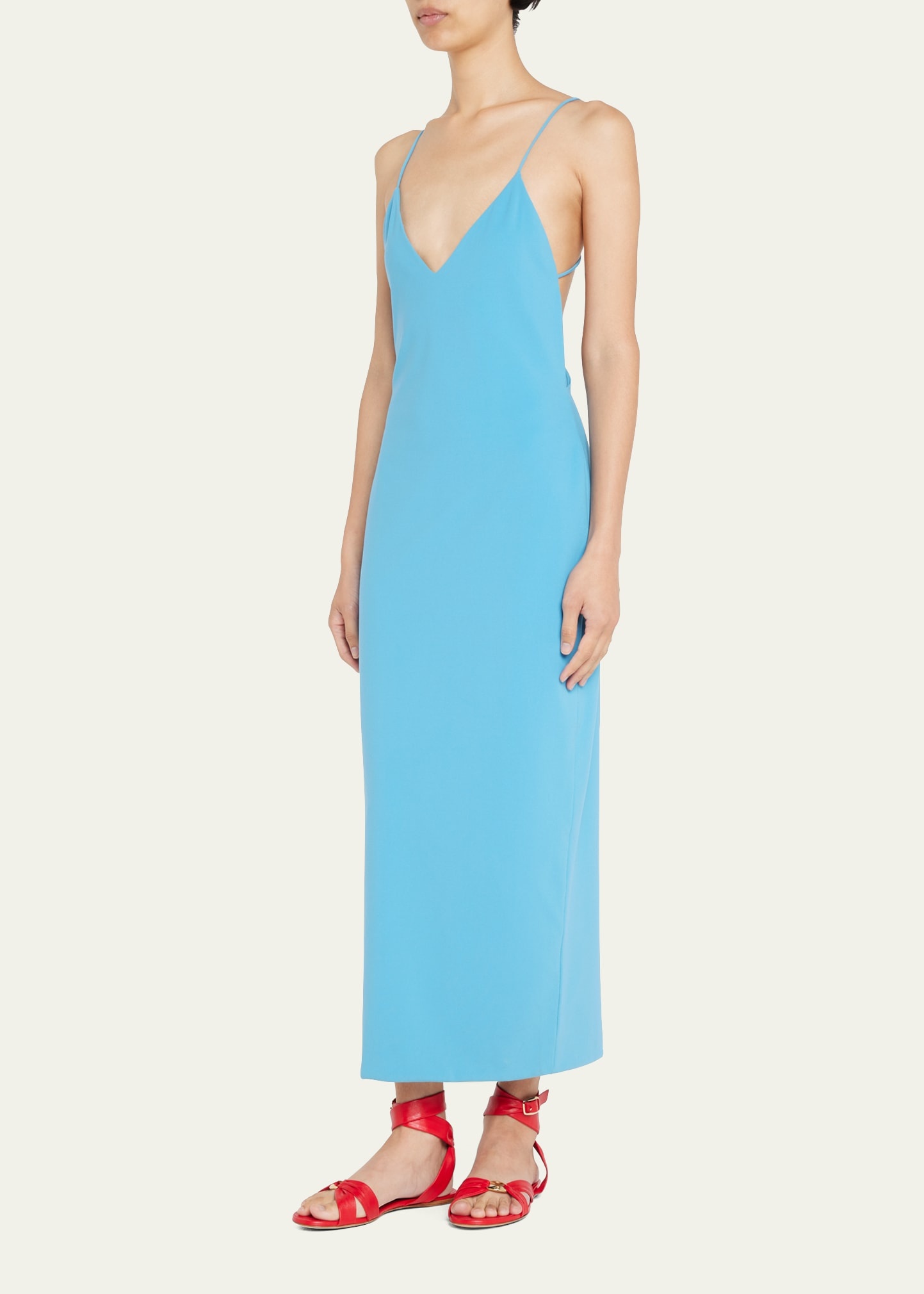 Jersey Midi Dress w/ Strappy Back - 4