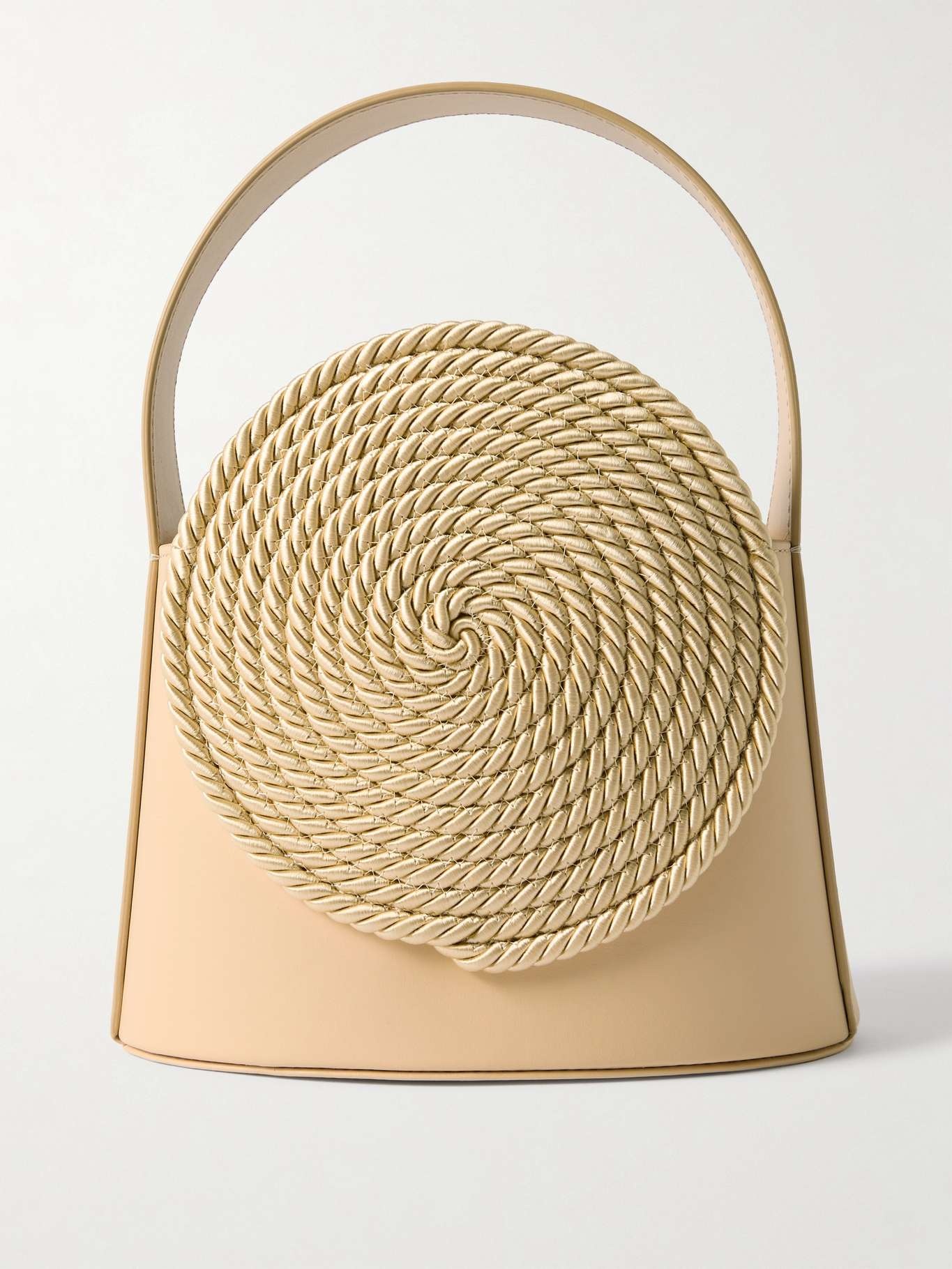 Gunther raffia-trimmed leather tote bag Beige - 1