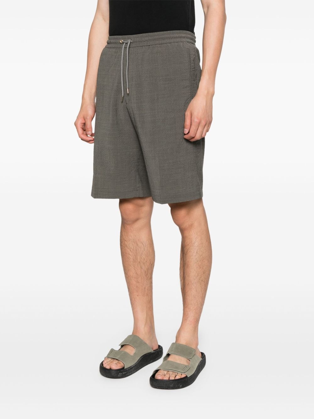 seersucker straight-leg shorts - 3