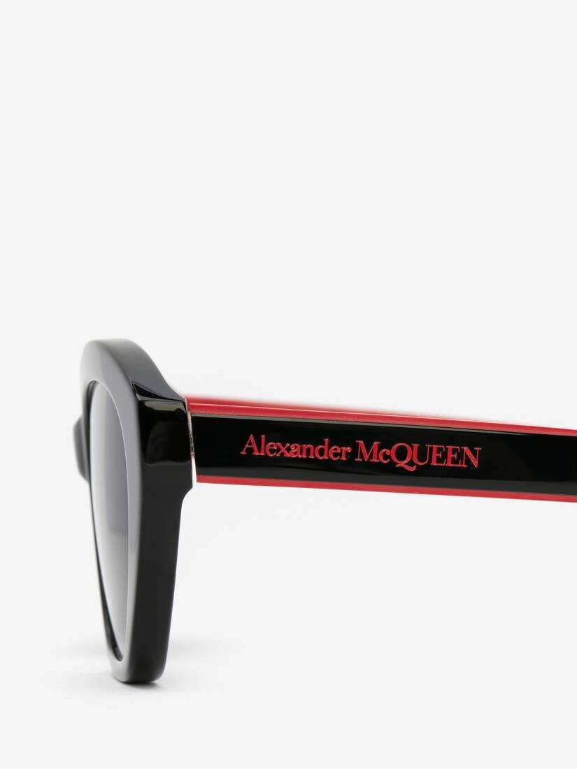 Selvedge Cat-eye Sunglasses in Black/red - 4