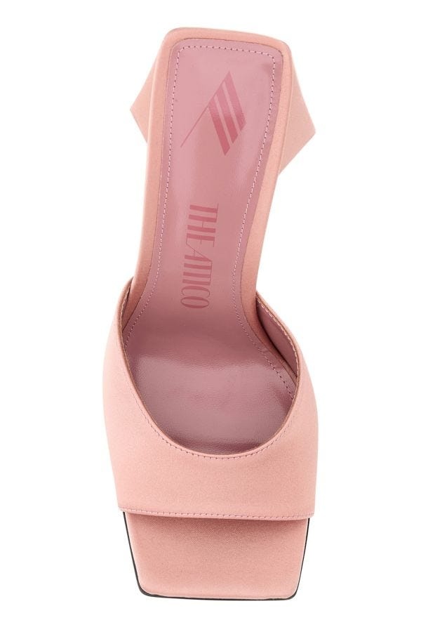 Pink satin Devon mules - 4