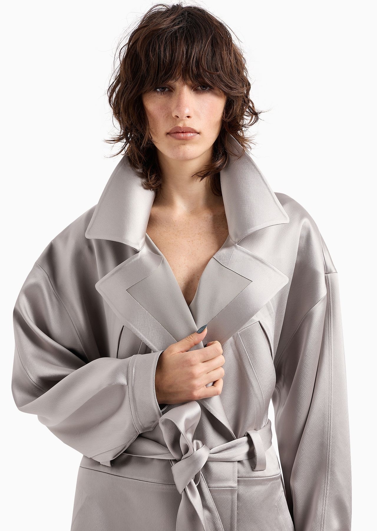 Technical duchess satin trench coat - 5