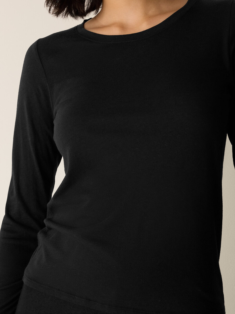Sheer Cotton Blend Knit Round Neck Tee 5