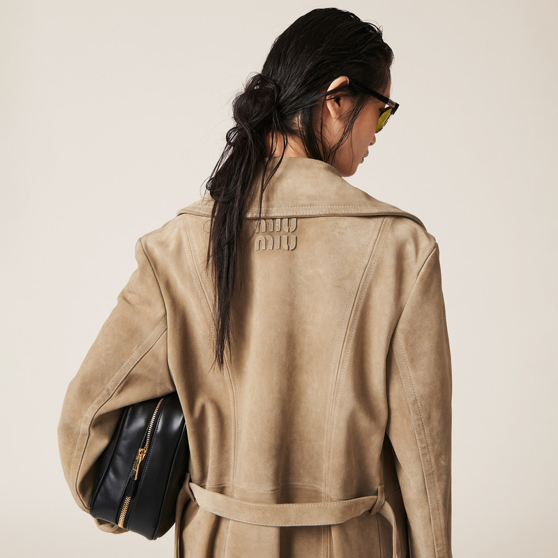 Double-breasted suede coat 5