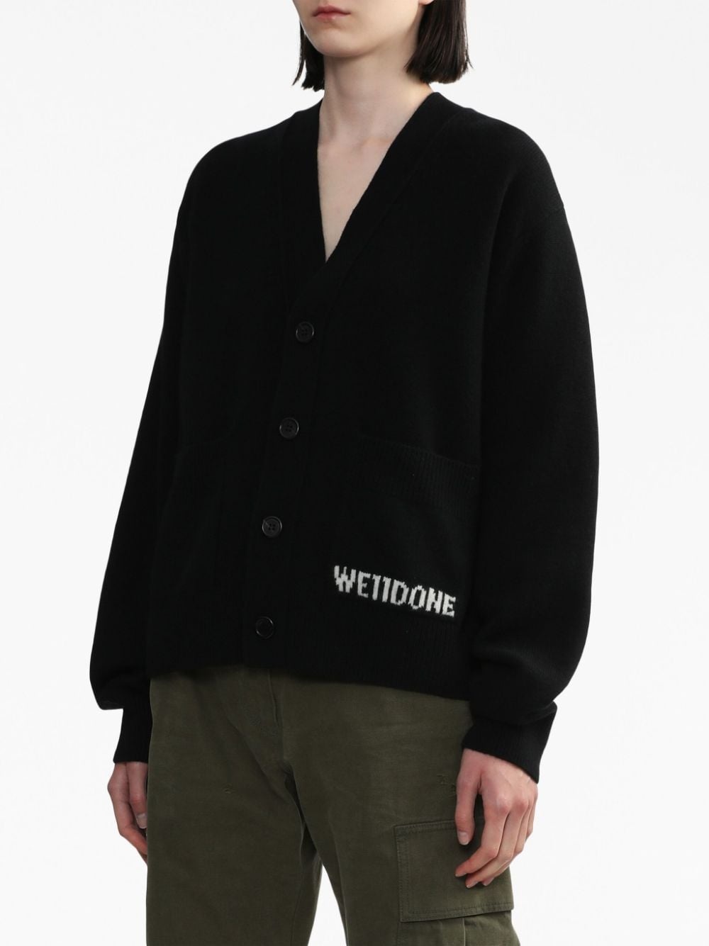 logo-print V-neck jumper - 3