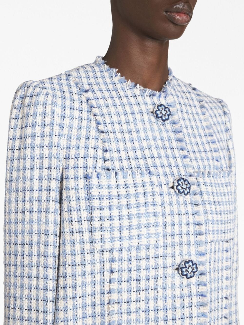 round-neck tweed jacket - 4