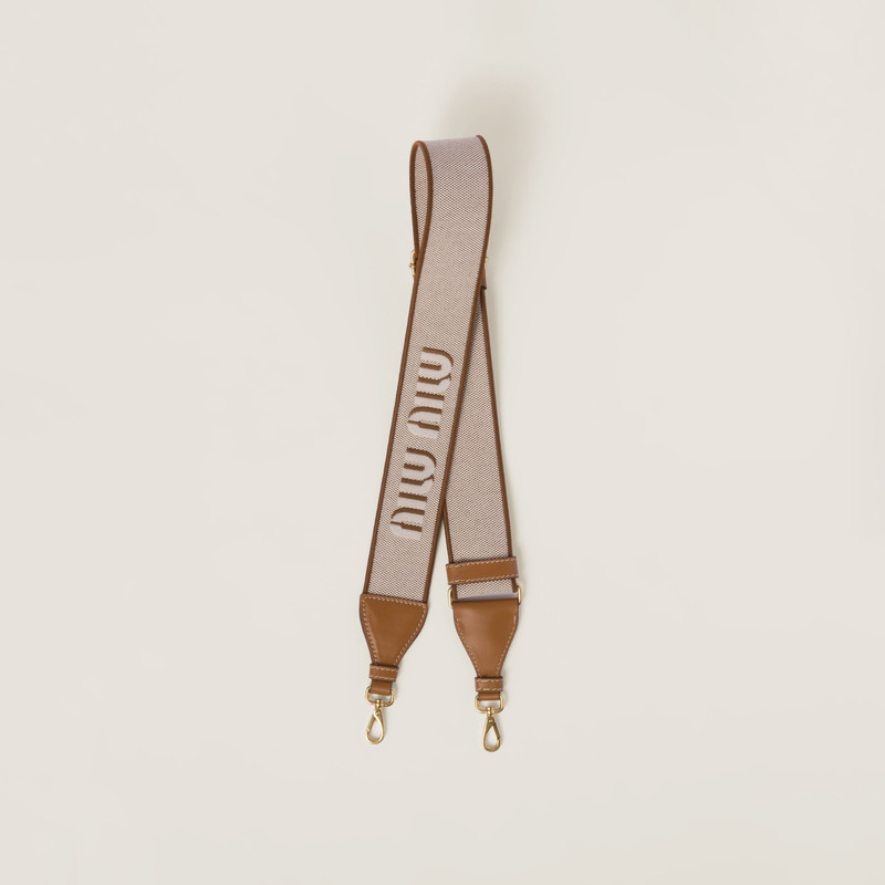 Linen blend and leather shoulder strap 1