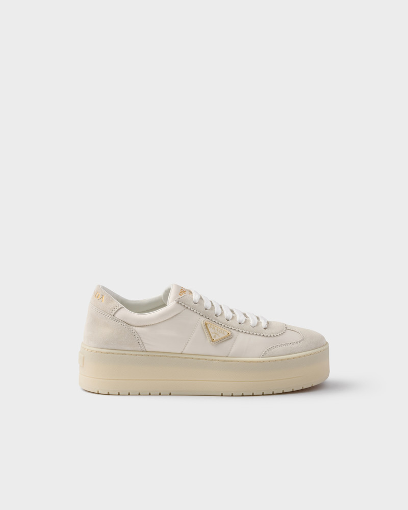 Prada Downtown Bold nylon and suede sneakers outlook