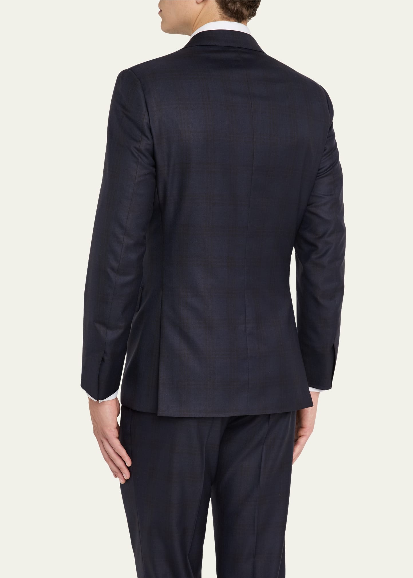 Men's Wool and Silk Tonal Plaid Two-Piece Suit - 7