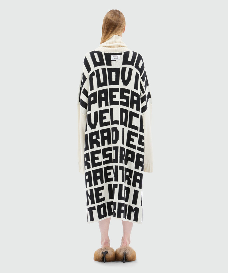 Caterina Frongia x MSGM White Knit Midi Dress with Black Lettering 3