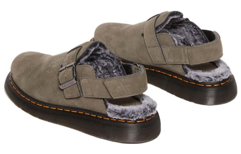 Dr. Martens (WMNS) Dr. Martens Jorge II Faux Fur Lined Nubuck Slingback Mules 'Nickel Grey' 31386059 outlook
