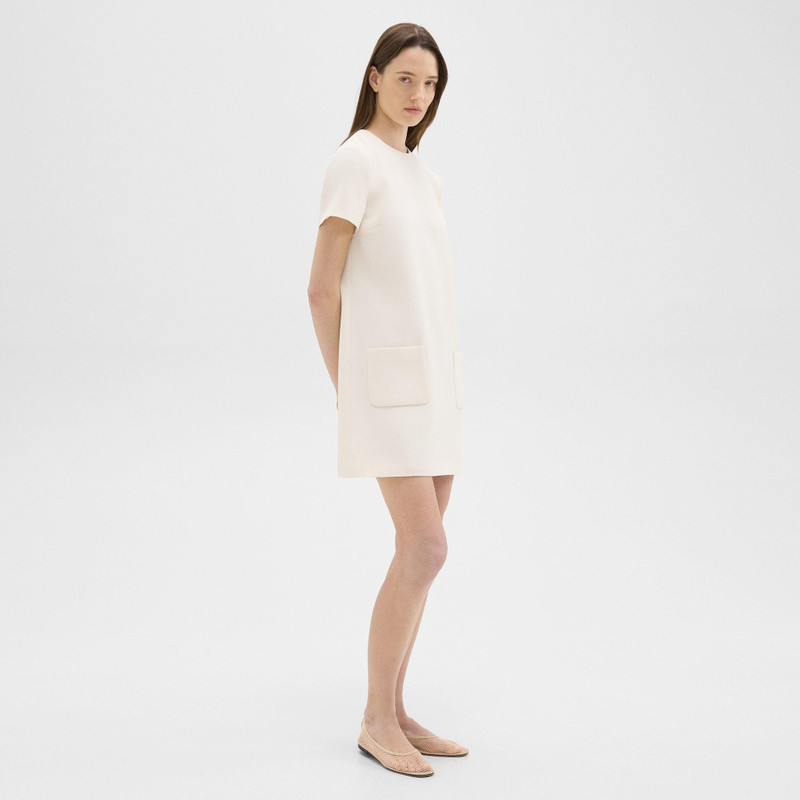 Short-Sleeve Mini Dress in Striped Admiral Crepe 3