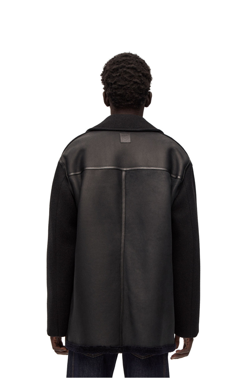 Relaxed peacoat in wool and shearling 4