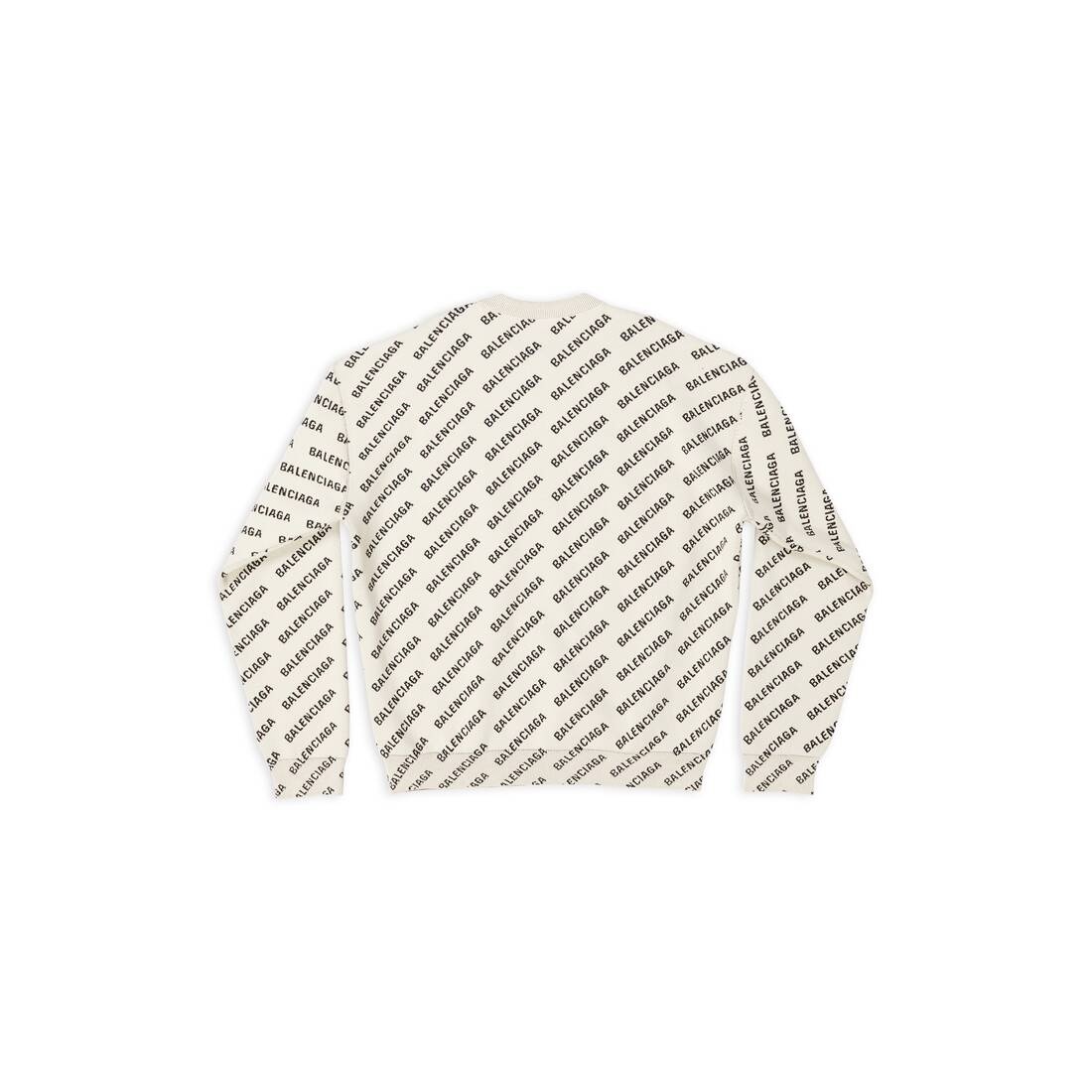 BALENCIAGA Men's Mini Allover Logo Sweater in Off White | REVERSIBLE