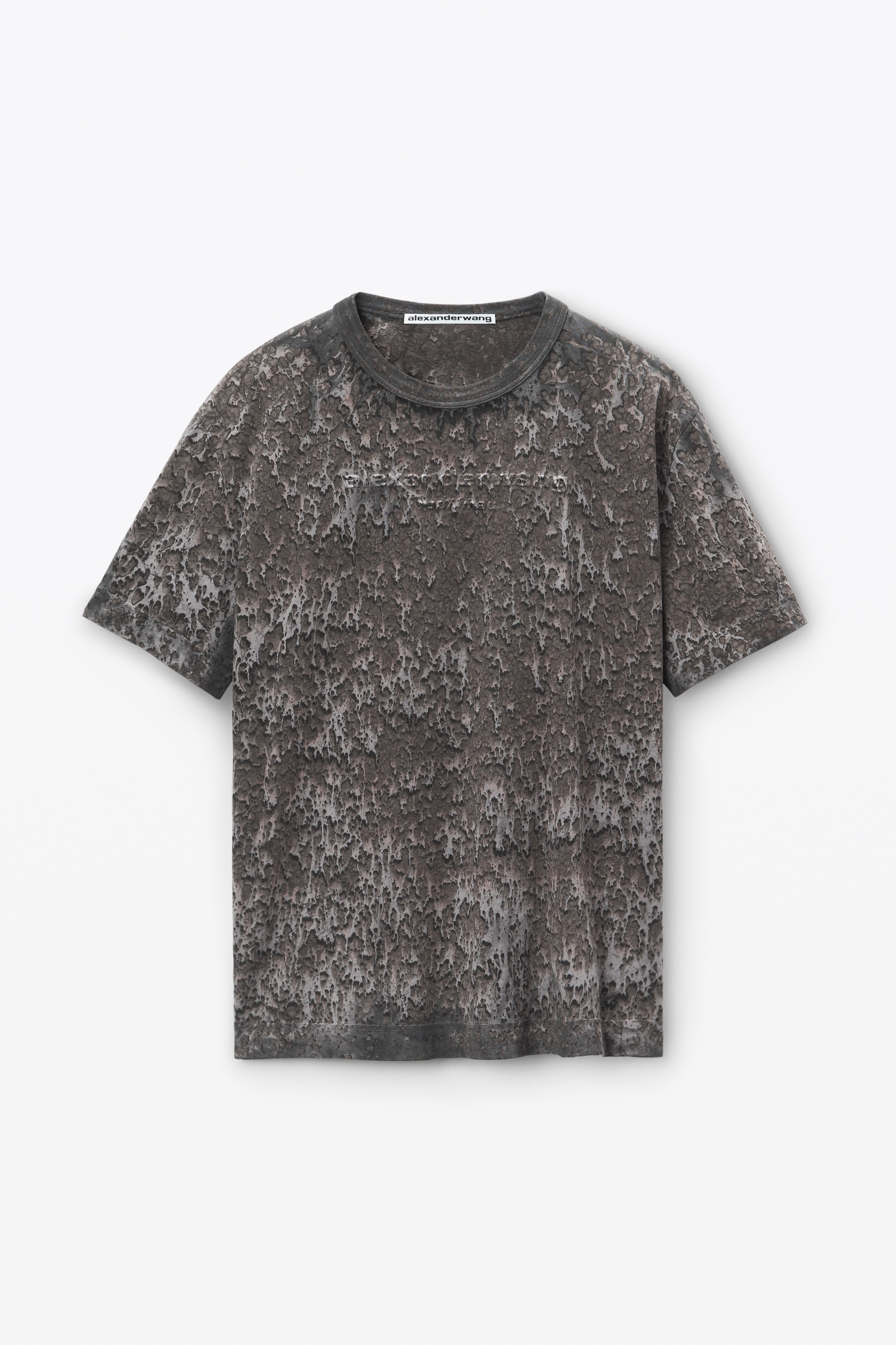 Logo Embossed Splatter Wash T-Shirt in Cotton Hemp Jersey - 1