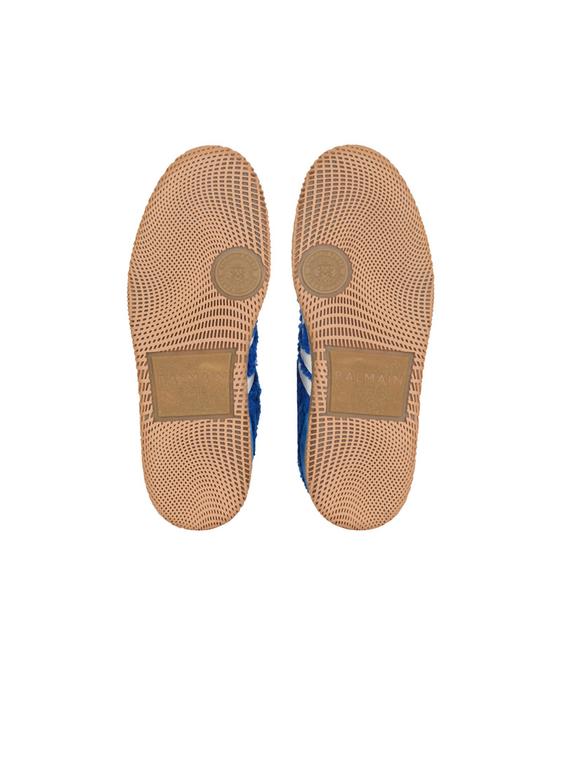 Suede and bouclé Balmain Swan trainers 4