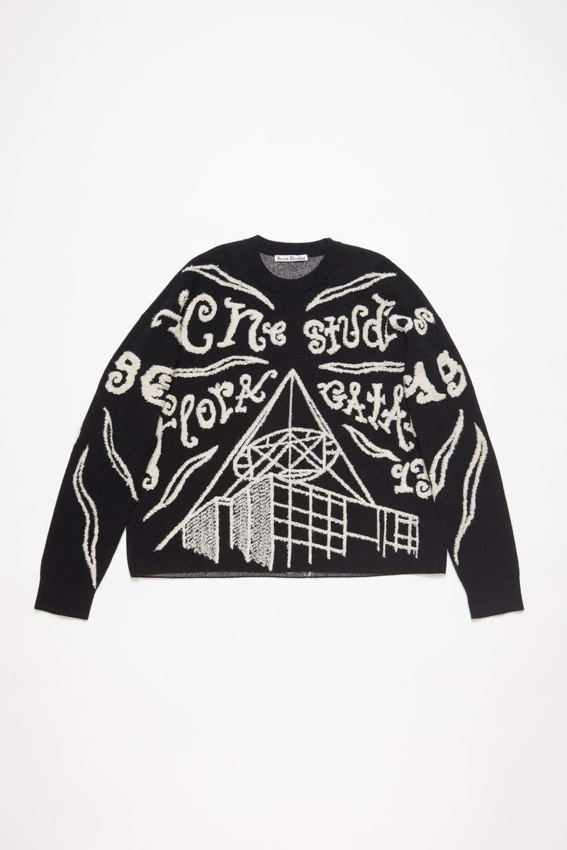 Jacquard logo jumper - Black/Ecru 1