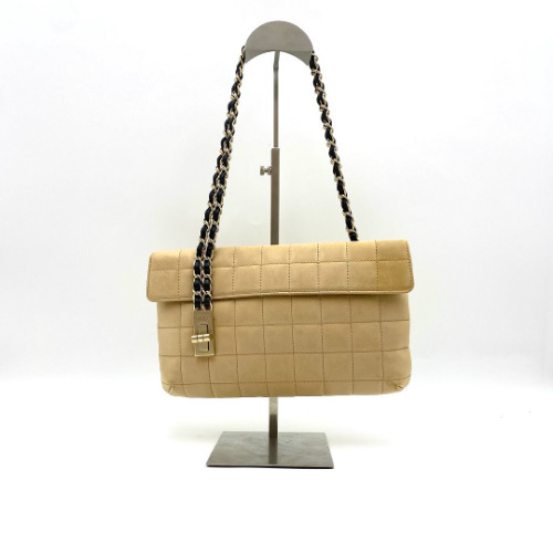 Chanel No.8 Beige Chocolate Bar Chain Shoulder Bag - 1