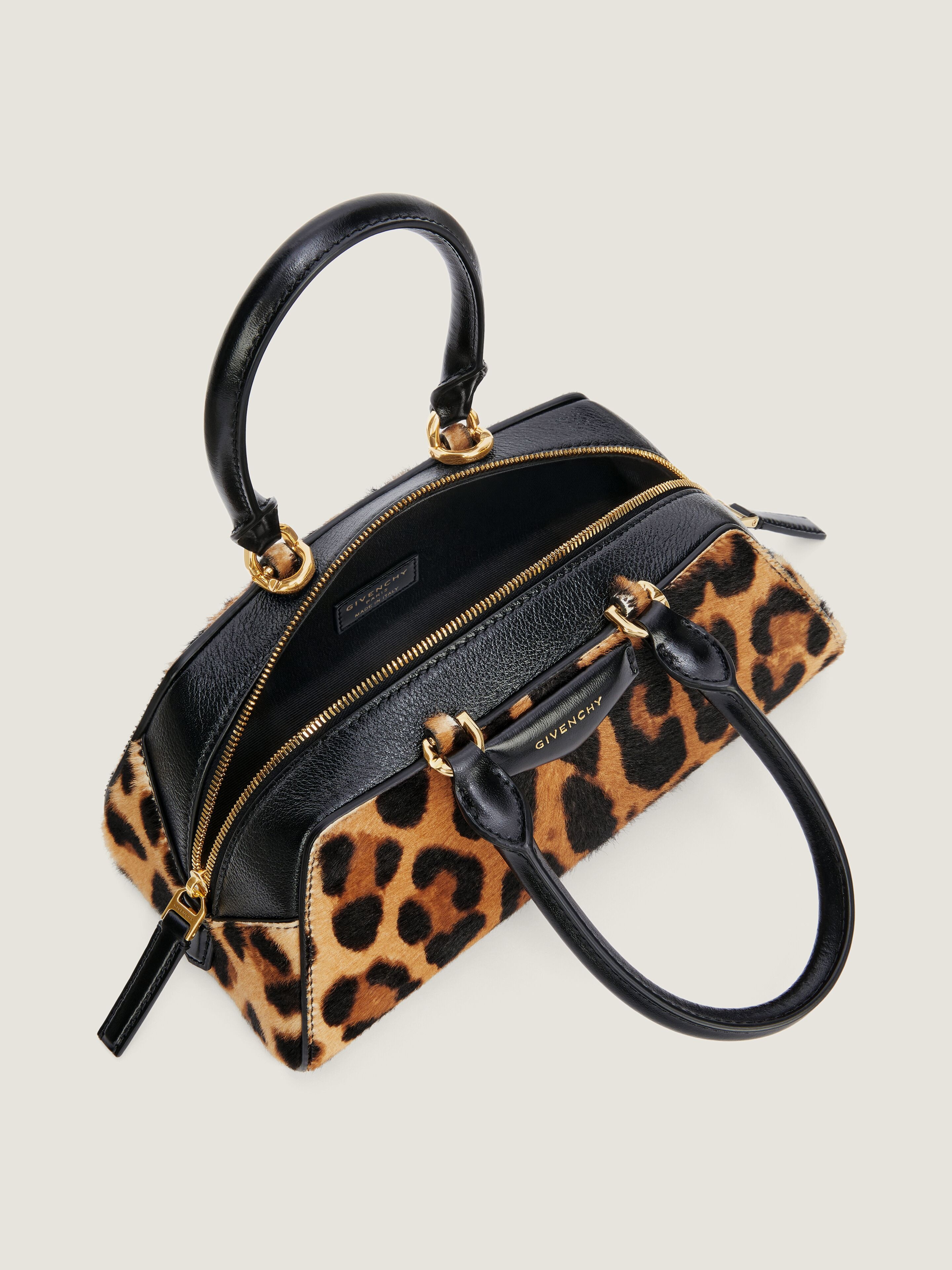 MINI ANTIGONA EAST-WEST BAG IN LEATHER WITH LEOPARD PRINT - 6