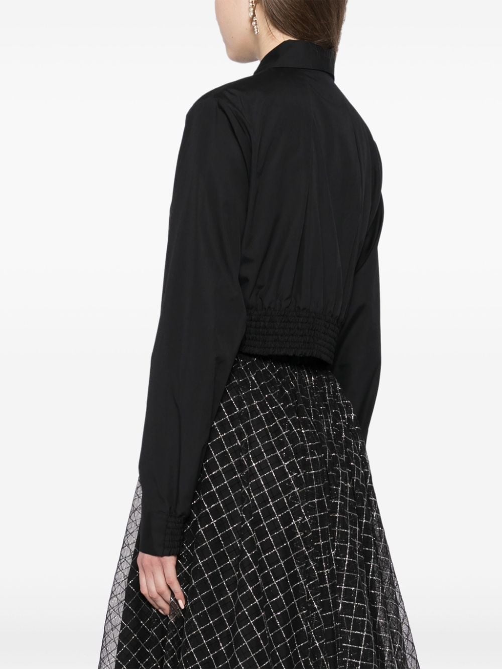 oversized collar cropped shirt - 8