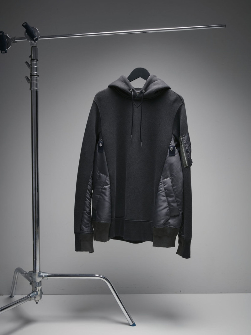 sacai Sponge Sweat x Nylon Twill Hoodie outlook
