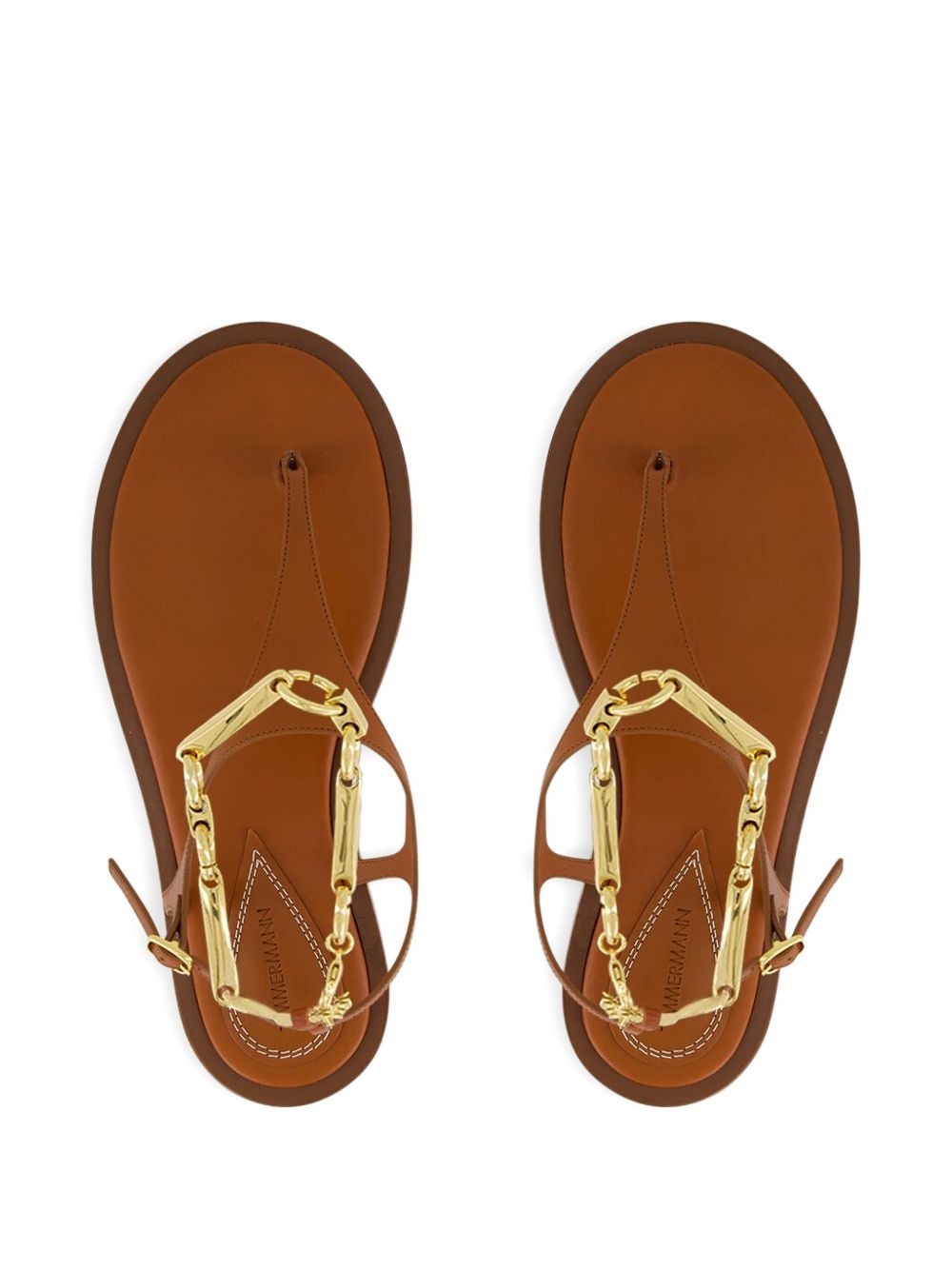 chain-embellished leather sandals - 4