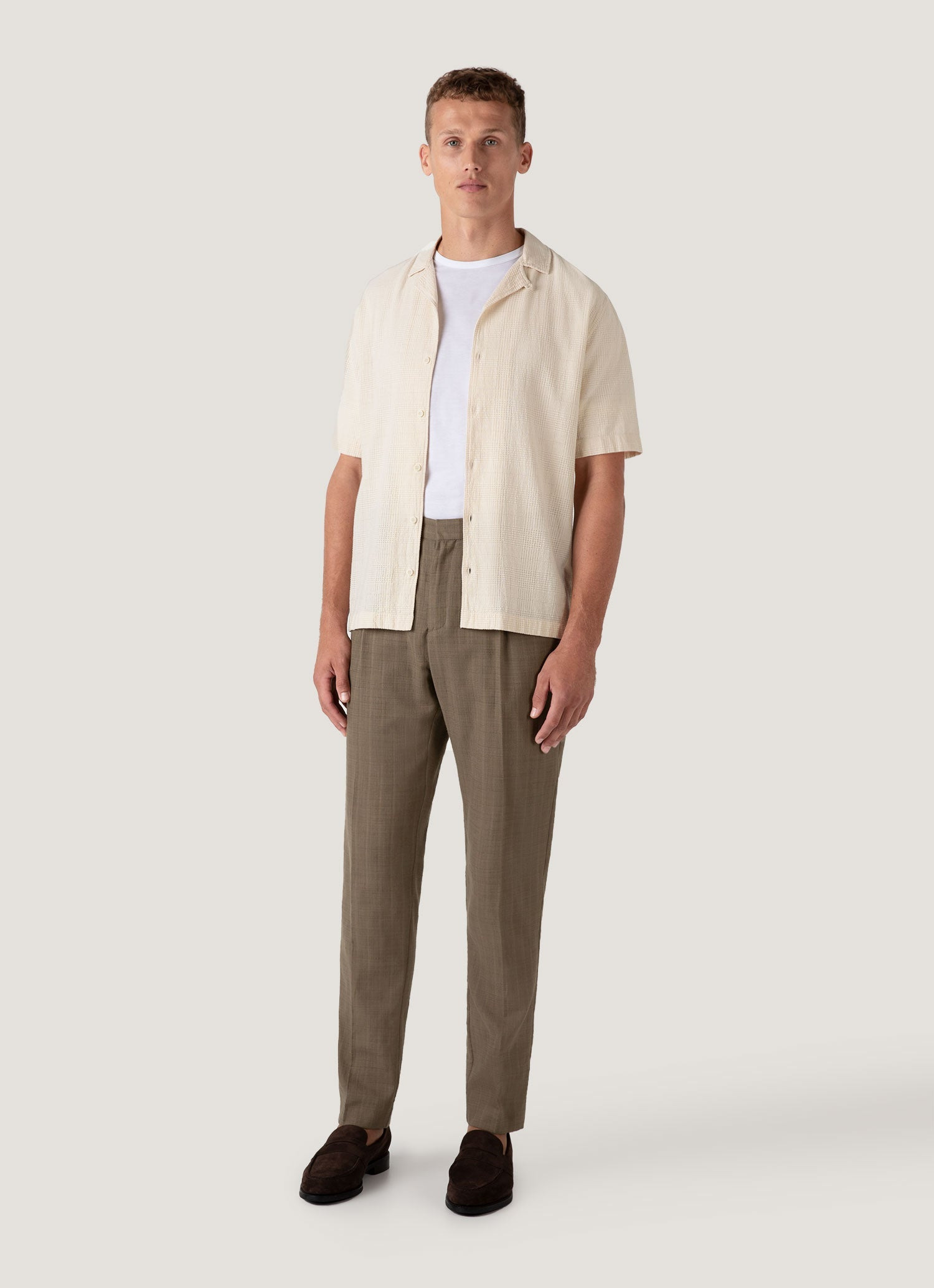 Loose Weave Check Camp Collar Shirt - 3