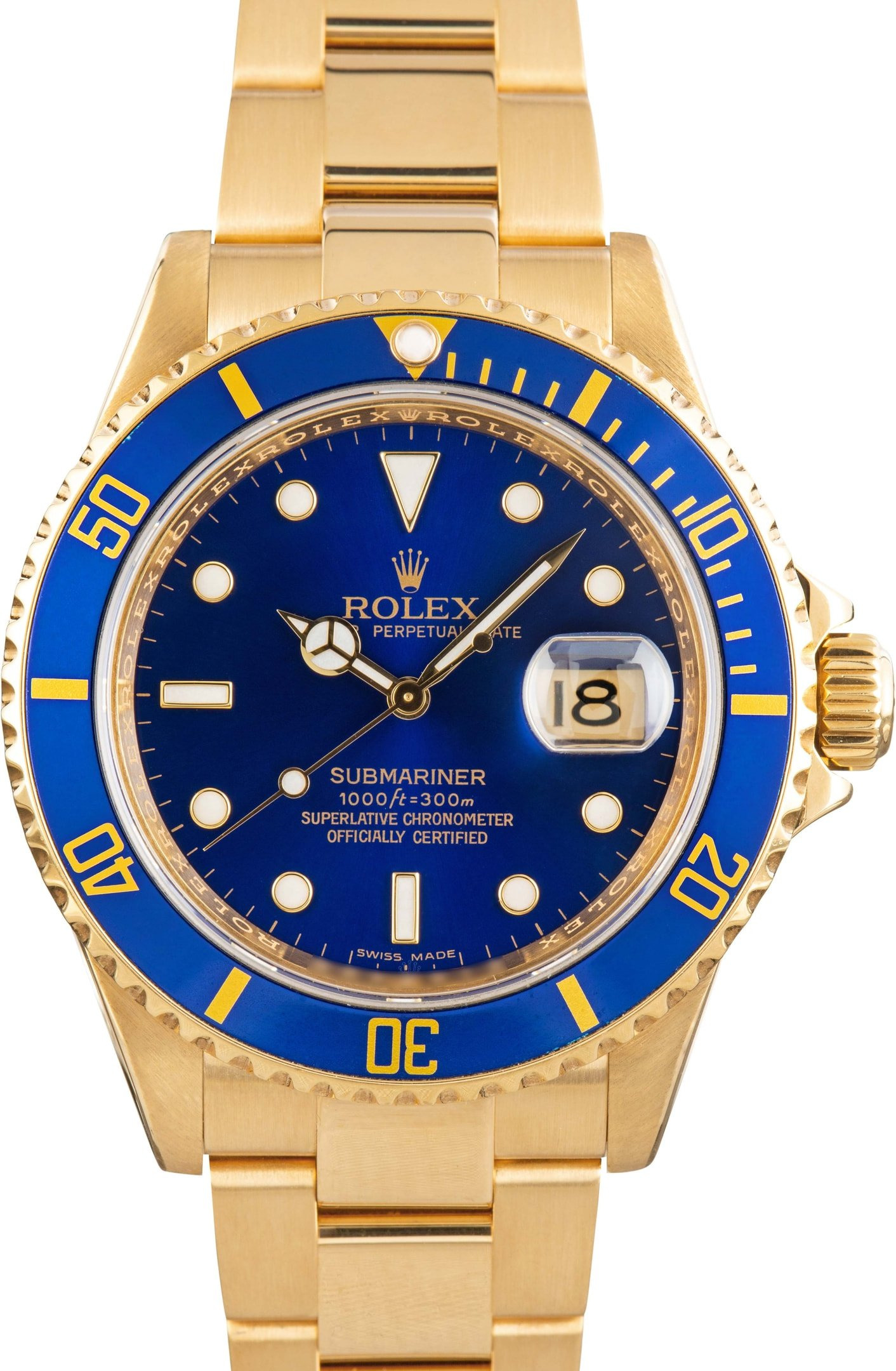 Pre-owned Rolex Submariner ref 16618 18k Yellow Gold - 1
