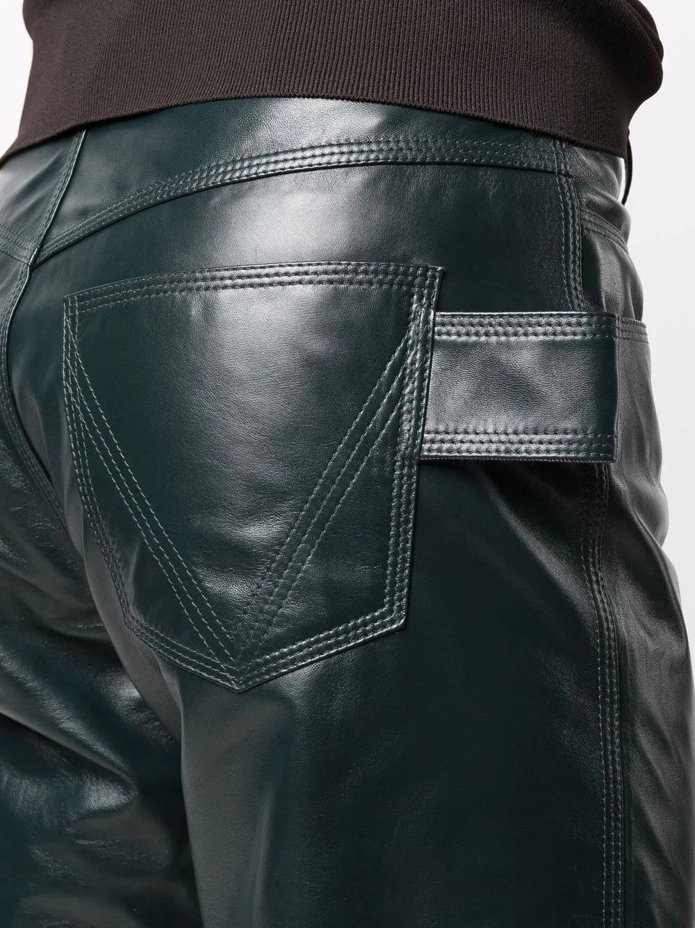 triangle loop leather trousers - 5