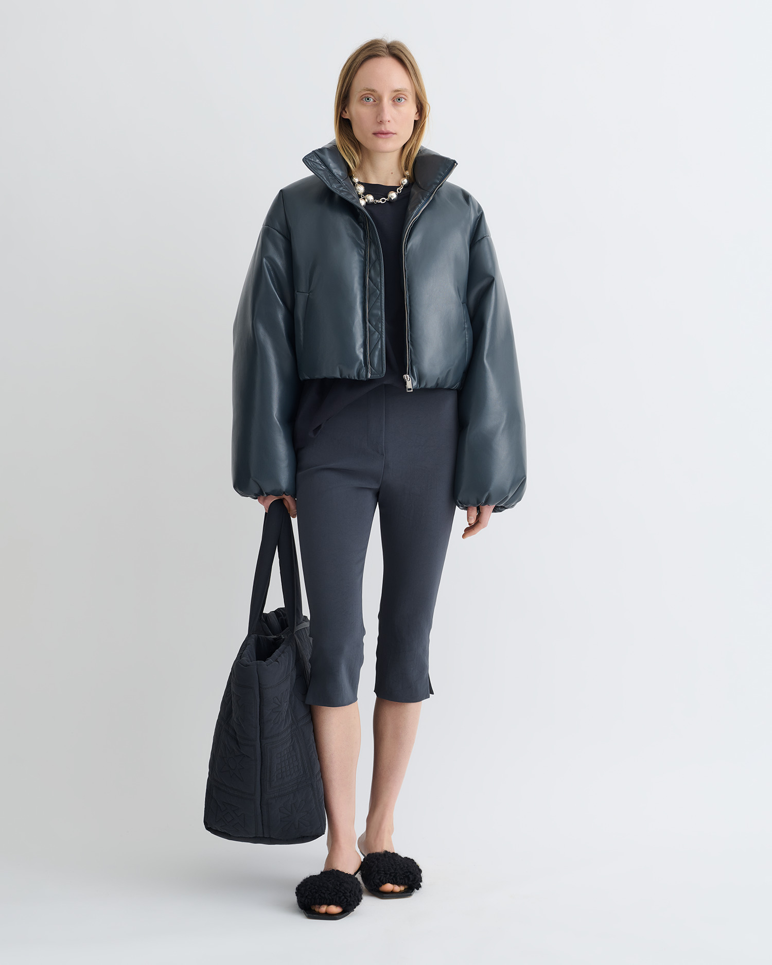 Cropped Okobor™ Alt-Leather Puffer Jacket - 2