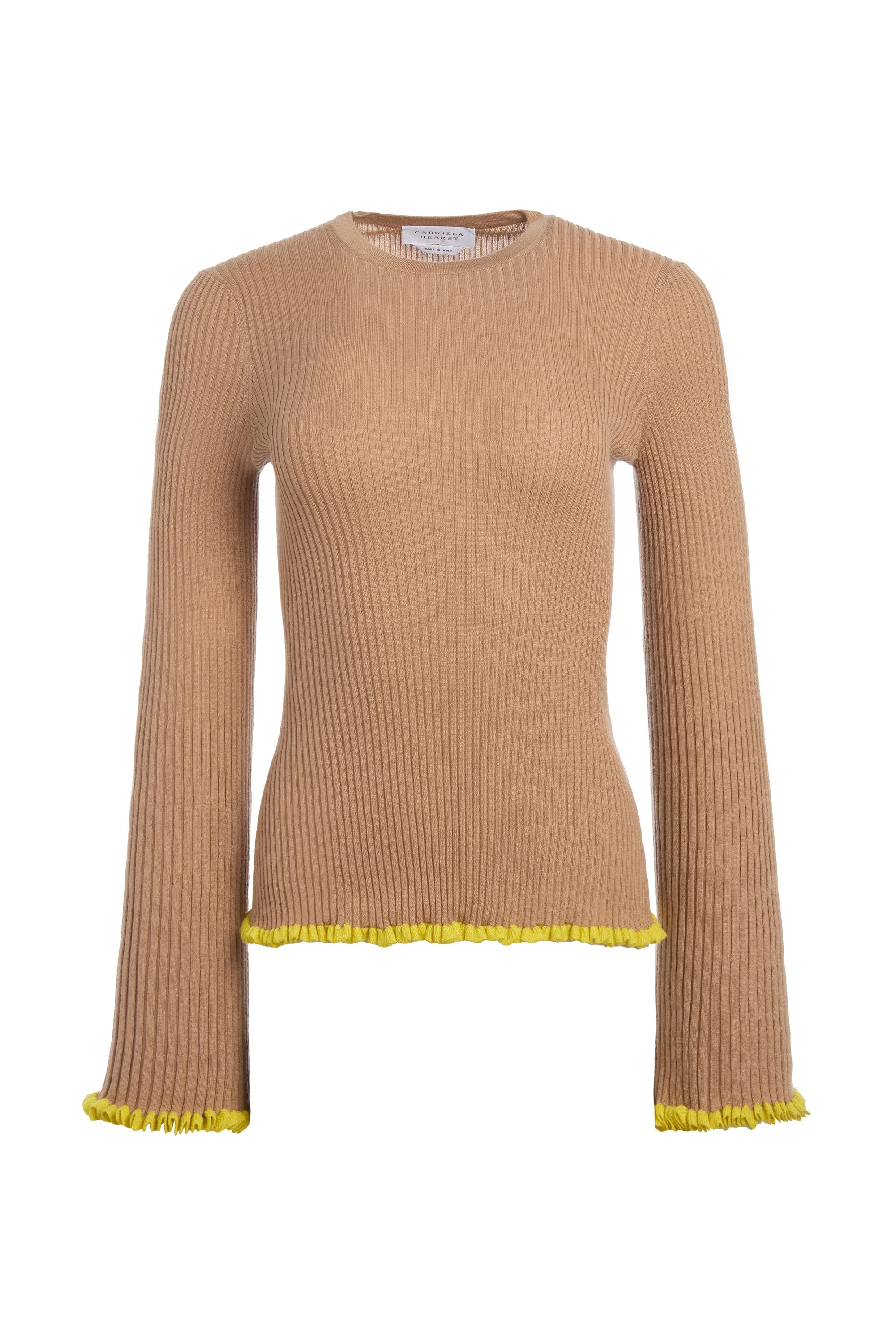 Erya Knit Crewneck Sweater in Camel Cashmere Silk - 1