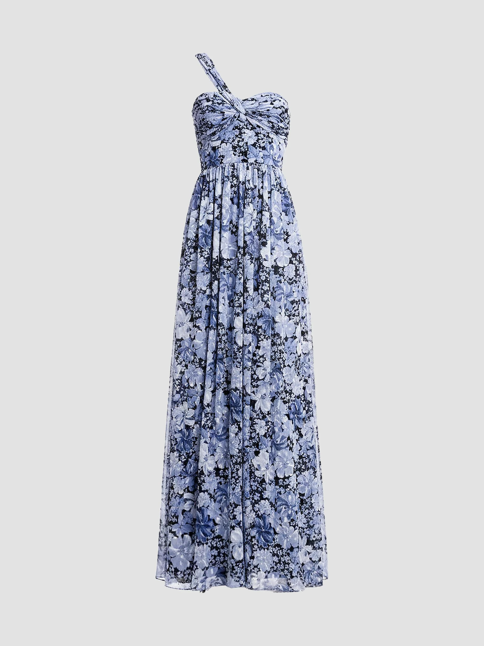 Women's Idalia Floral One-Shoulder Maxi Dress - Navy Multi - 1