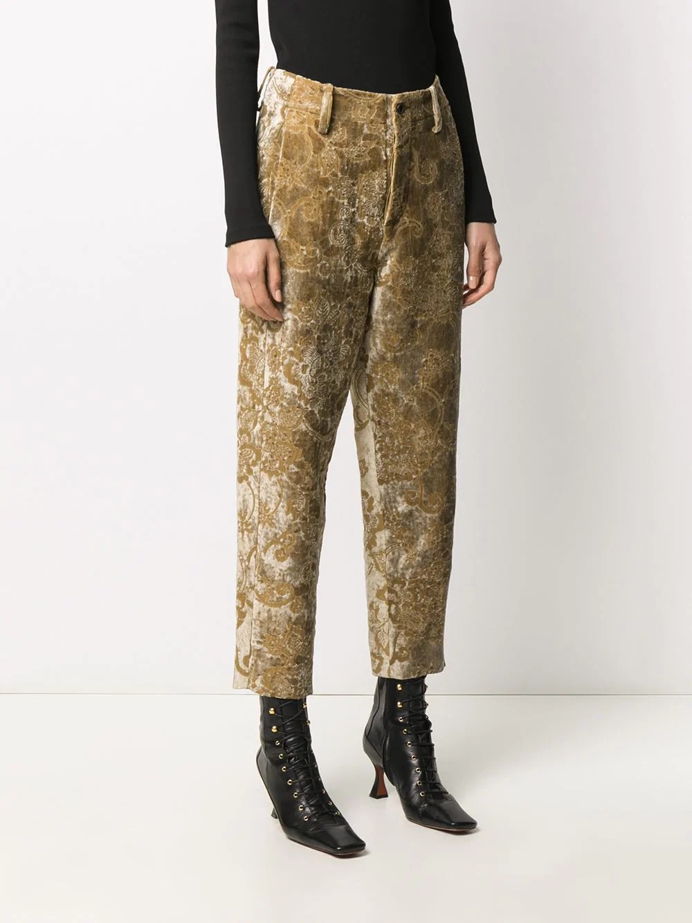 velvet jacquard trousers - 3