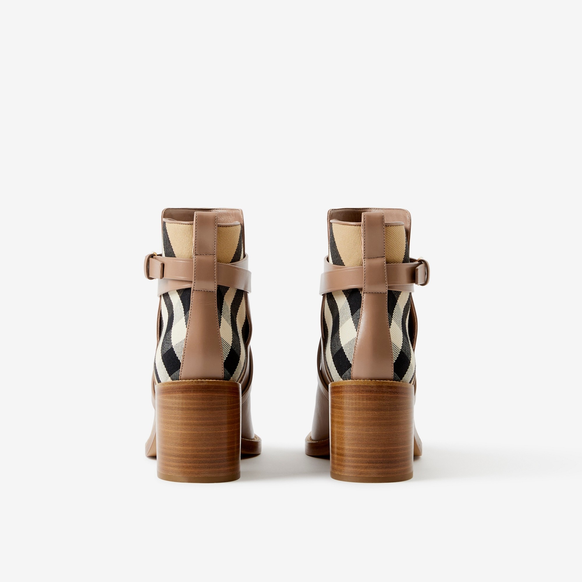 House Check and Leather Ankle Boots - 3