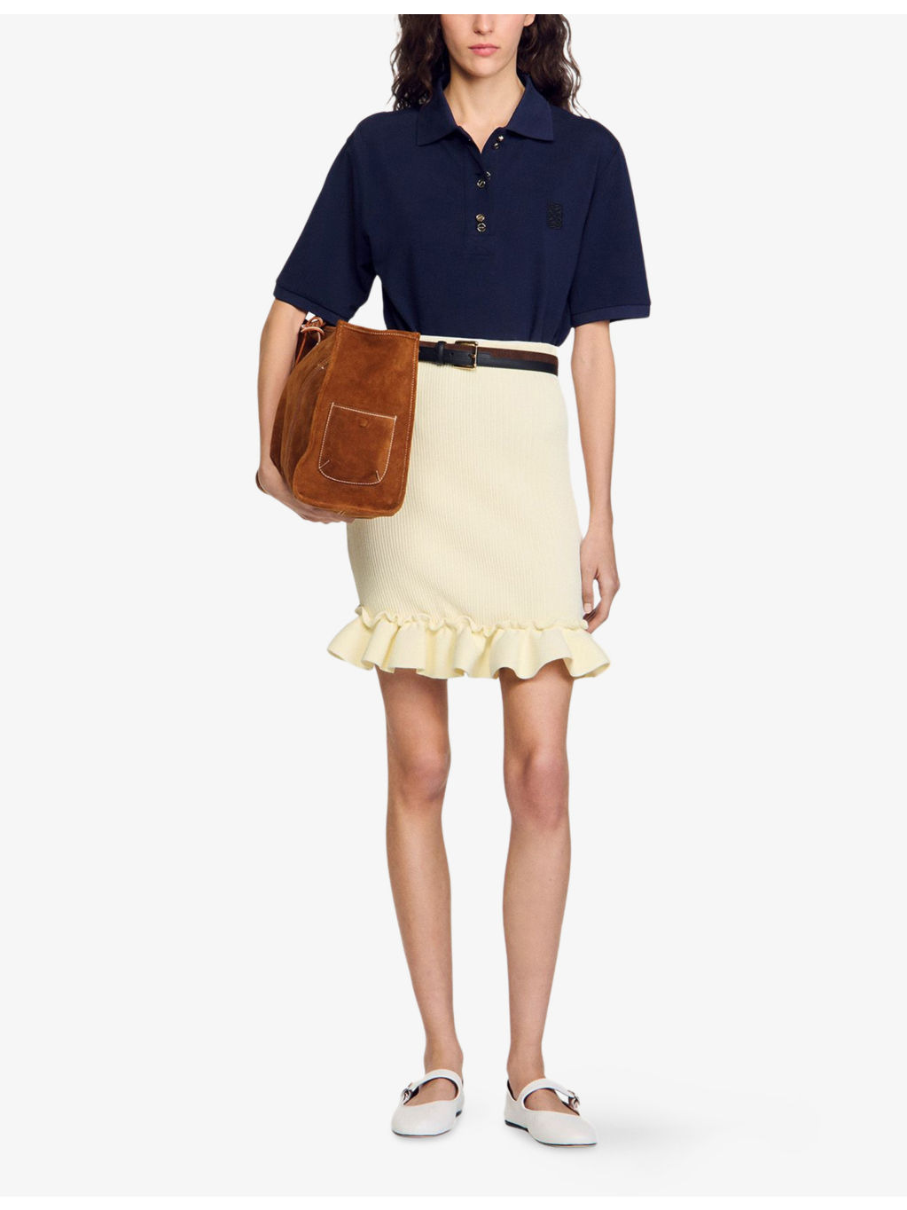 Ruffle-Trim Knitted Mini Skirt - 2