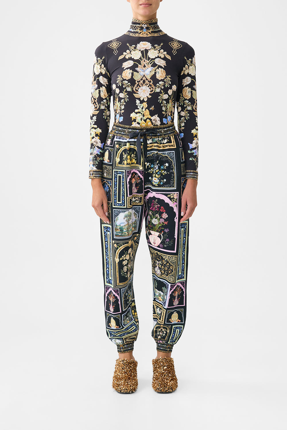 JERSEY TRACK PANT WITH SILK DETAILS - 2